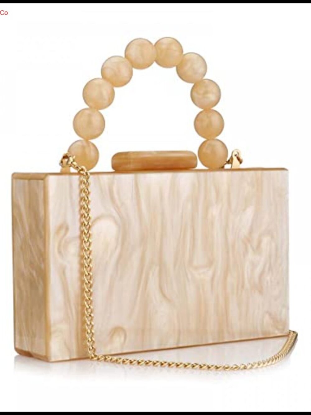 Acrylic Evening Clutch Bag Marbling Handbag with Pearl Chain